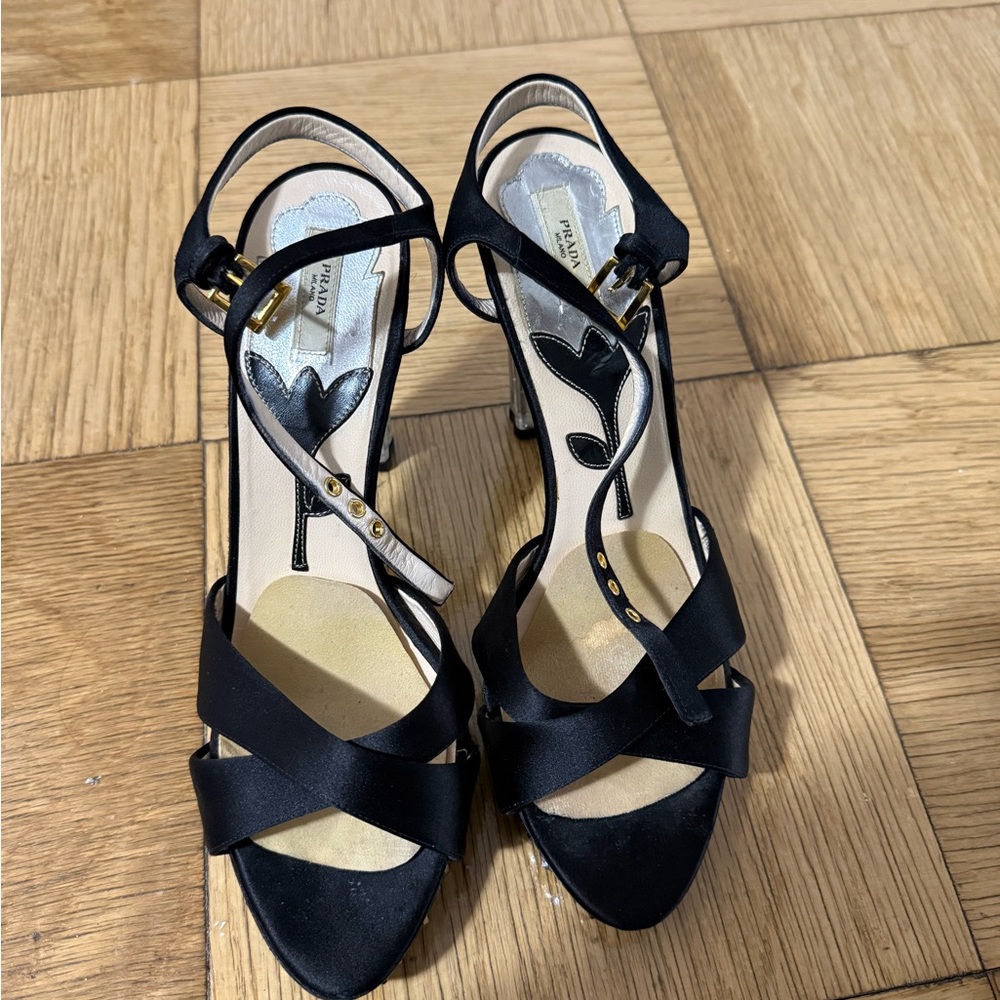 Prada Black Strappy Heels